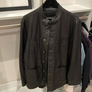 Men’s Black Leather Jacket John Varvatos Size Large